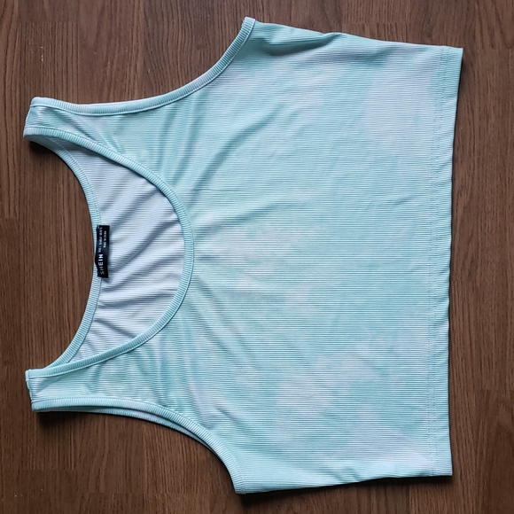 Mint Green Tie Dye Ribbed Cropped Tank Top Women's Size Large - Picture 1 of 8